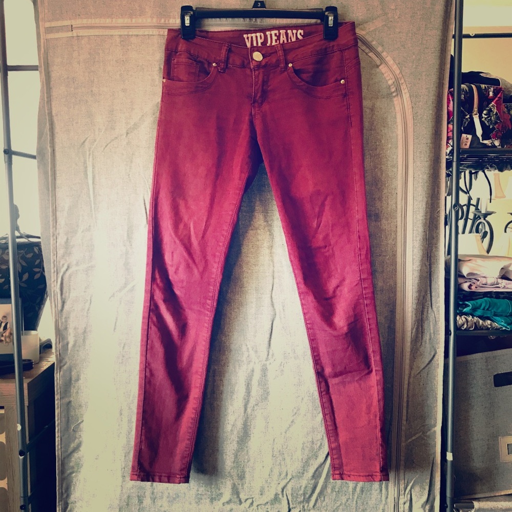 VIP JEANS size 3/4 EUC maroon red skinny jeans